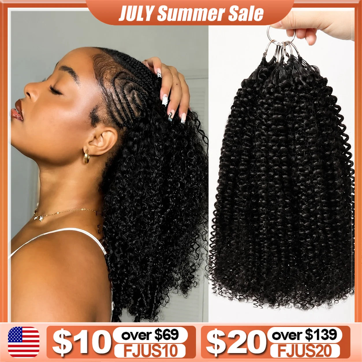 Kinky Curly Crochet Human Hair Extensions Curly Wigs Knotless Crochet Human Hair Bundles With String Remy Virgin Hair For Women