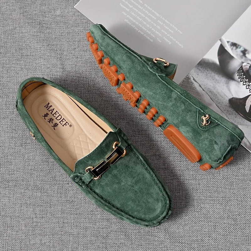 YRZL Loafers Men Big Size 48 Soft Driving Moccasins High Quality Flats Genuine Leather Shoes Men Slip-on Suede Loafers for Men