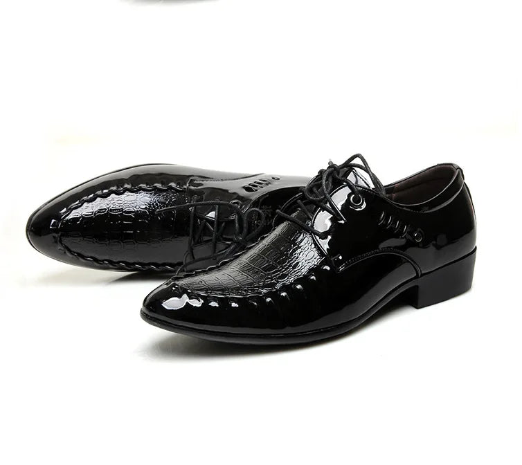 Men's  Dress Leather Shoes Lace-Up Wedding Party Shoes Mens Business Office Oxfords Flats Plus Size Men Fashion