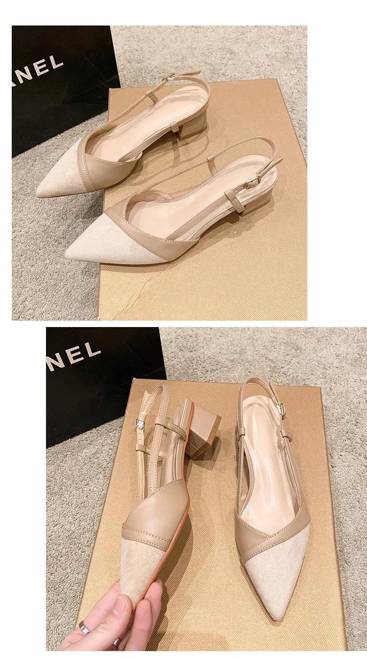 Women Sexy Chunky Heel Shoes Women Summer Pointed Toe Dress Slippers Designer 2025 New Party Pumps Walking Femme Zapatos Slides