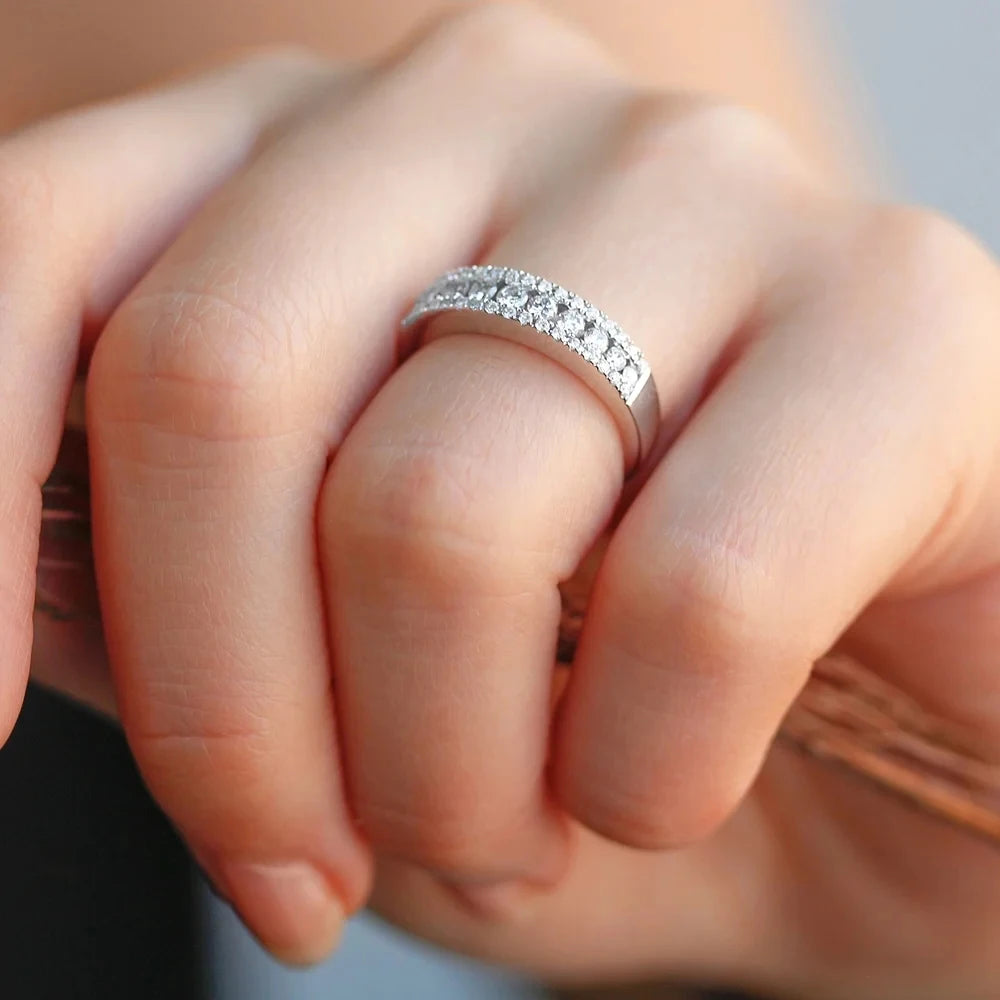 Huitan Eternity Timeless Style Wedding Bands Women's Rings with AAA CZ Temperament Female Finger-ring for Party Classic Jewelry