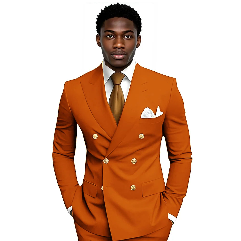 Business Men's Suit 2-piece Double-breasted Blazer Pants Wedding Groom's Tuxedo Gentleman's Evening Dress Tailor-made Mens Suits