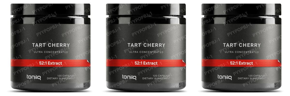 Toniiq Tart Cherry Capsules Ultra High Potency 52:1 Extract - Highly Concentrated - Third-Party Lab Tested for Purity & Quality