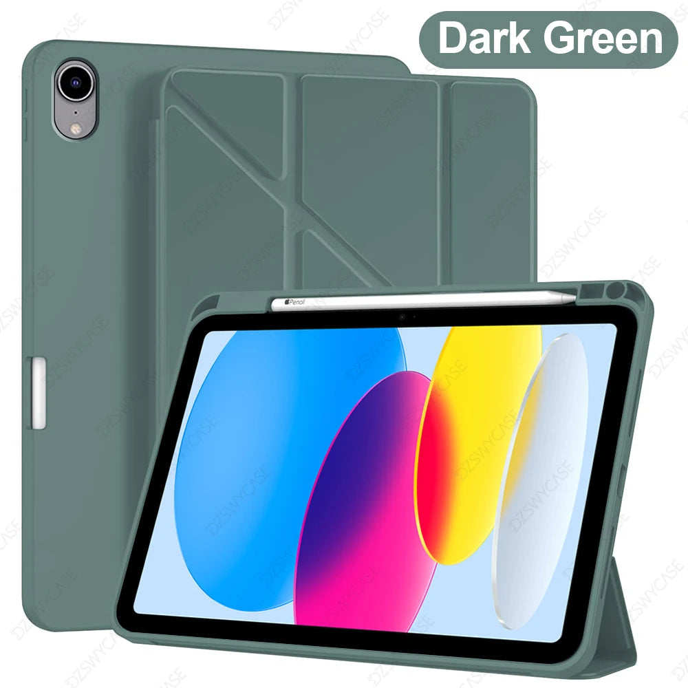 Case for iPad 10th Gen 10.9, For iPad 11th Gen A16 11 Cover, Silicone Slim Protective, with Pencil Holder, Y-Shaped Stand