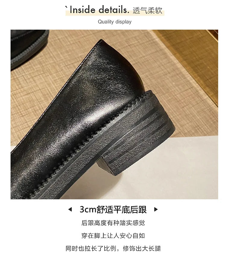 New Women Pointed Toe Leather Casual Shoes British Style Dress Shoes Fashion Cool Slip-on Loafers