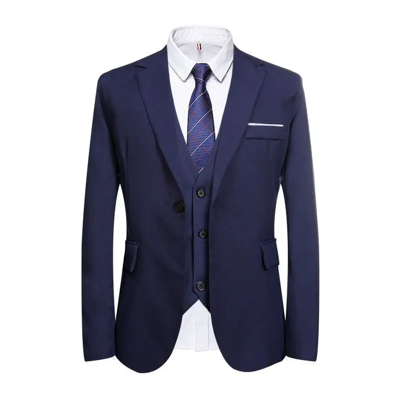 Suits Men Three Piece Suit Sets Turn Down Collar Full Sleeve Blazers Vest Long Pants Slim Fit Ensemble Wedding Evening Spring