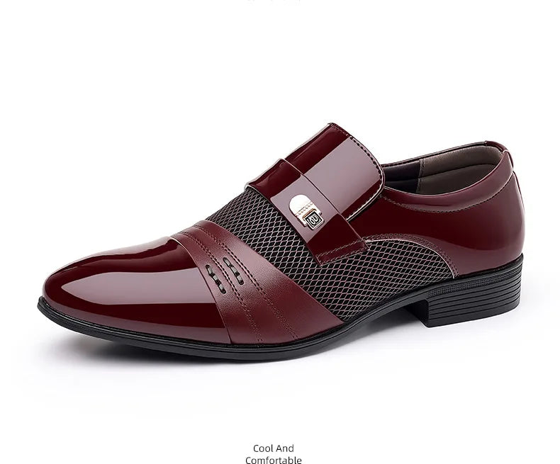 Men's Dress Shoes Pointed Toe Oxfords Classic Business Men Leather Shoes Slip on Wedding Casual Shoes Office Comfortable Loafers