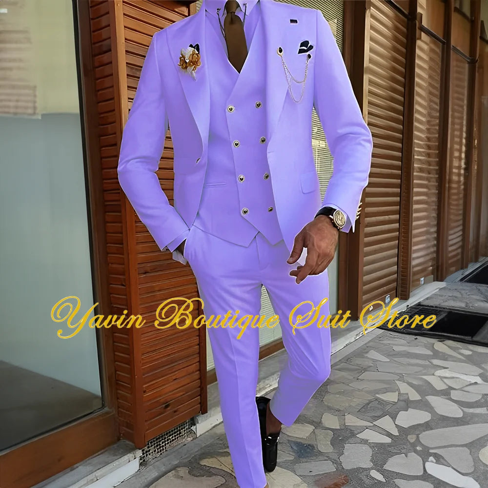 Men's Suit 3-piece Formal Blazer Pants Vest Wedding Groom Tuxedo Customized Elegant Men's Suits