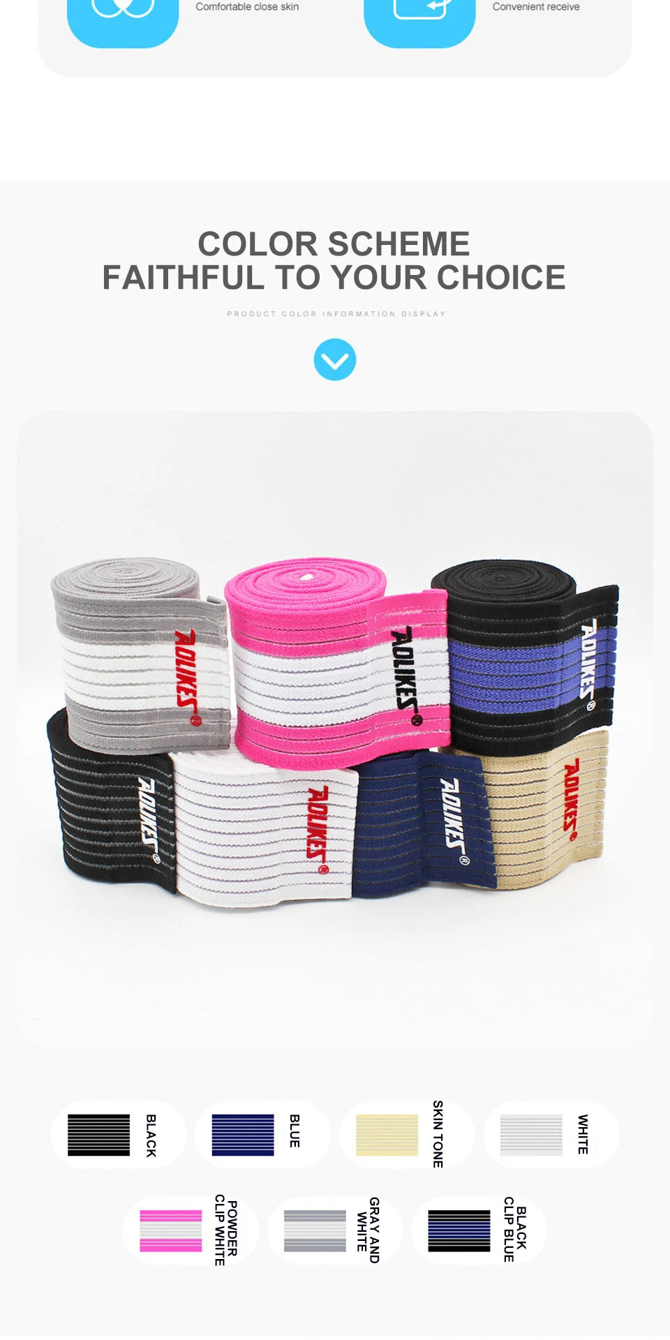 AOLIKES 1PC 40-180CM Elastic Bandage Compression Knee Support Sports Strap Knee Protector Bands Ankle Leg Elbow Wrist Calf Brace