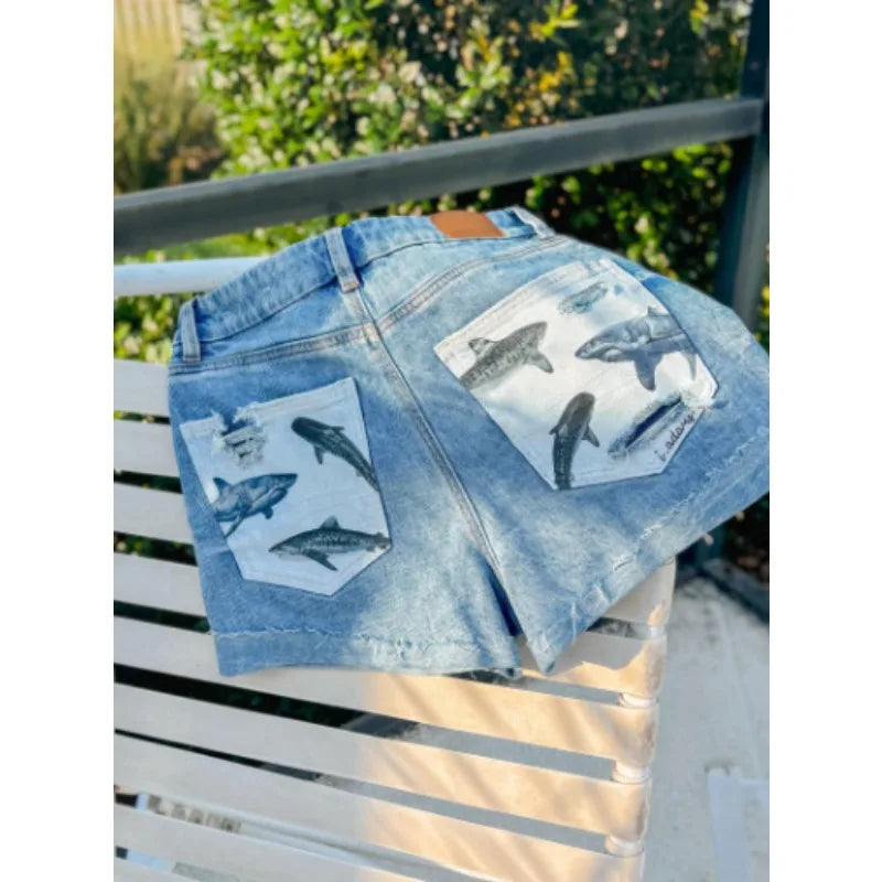 Jean Shorts for Women with Pocket High Waisted Stretchy Casual Denim Shorts Ripped Frayed Hem Summer Trendy