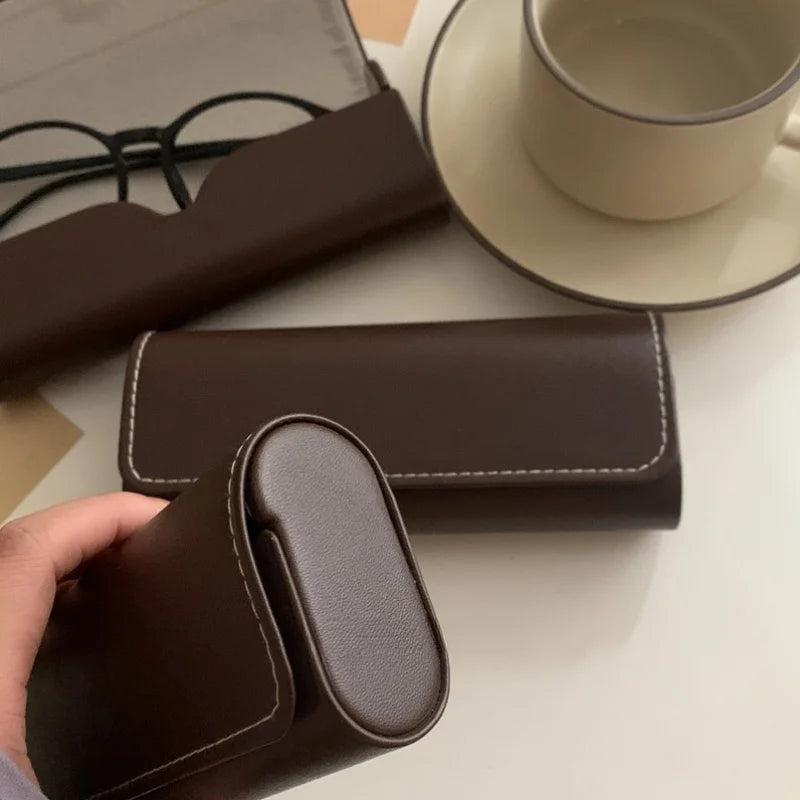Vintage Coffee Eyeglass Case - Lightweight Portable Glasses Holder, Ideal for Travel and Everyday Use, Travel Accessory