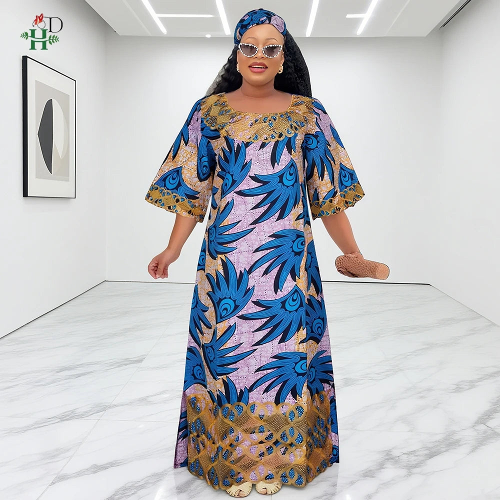 African Dresses For Women Traditional Clothing Embroidery Printed Outfits Bubu Gown Abayas Robe Kaftan Boubou Djellaba 2025 New
