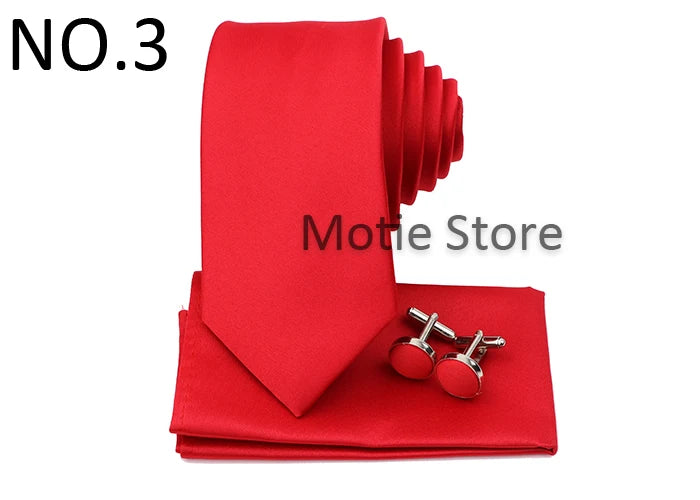 Men's Colorful Polyester Necktie Bowtie Cufflink Brooch Set Sage Green Pink Ties Business Wedding Party Shirt Accessories Gift