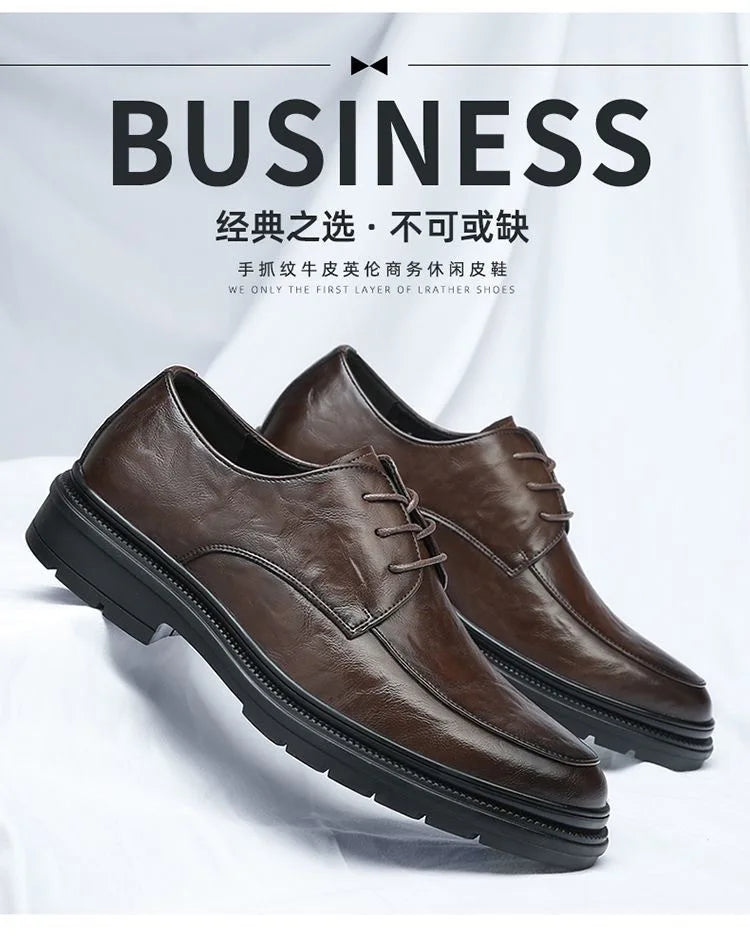 Men's shoes new spring and autumn British style leather shoes men's business dress big head cowhide work non-slip casual shoes
