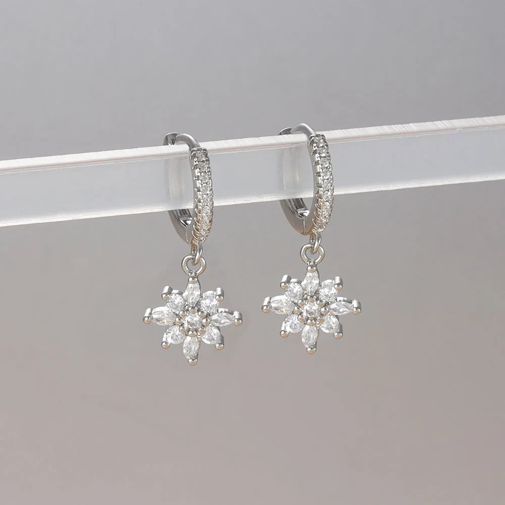 Luxury Stainless Steel Star Dangle Earrings For Women Sparkling Zircons Geometric Ear Piercing Earring Fashion Jewelry aretes