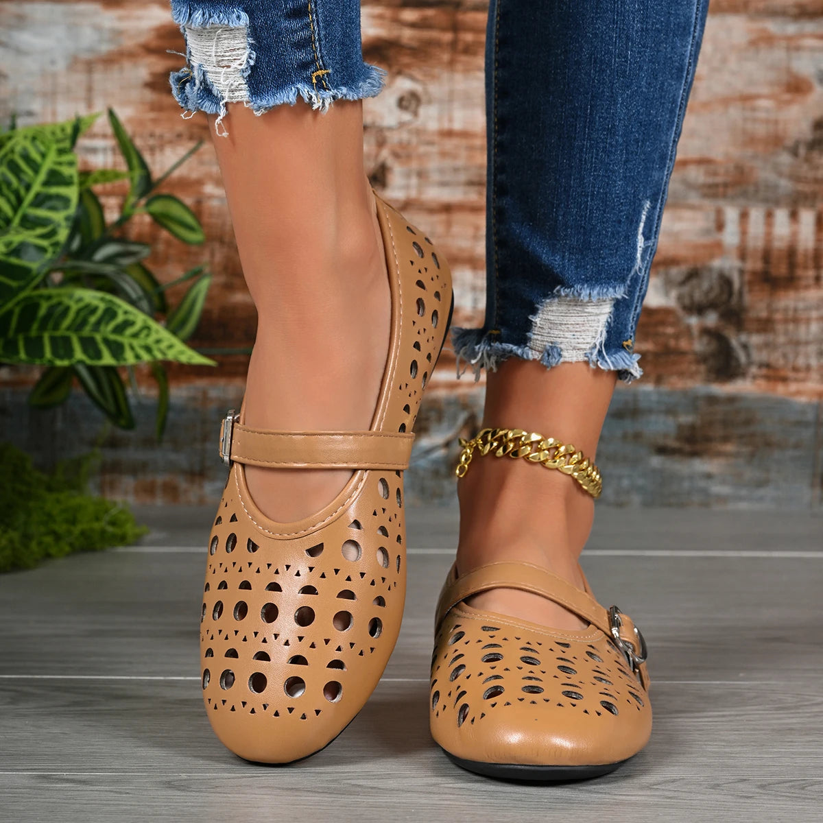 2026 Dress Women's Shoes New Fashion French Style Gir Round-toe Shoes Women's Hollow Out Flat Shoes Multicolor Big Size 42 57768