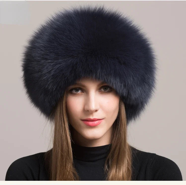 Hot Sale 100% natural Fox Fur Hat Women Cap Thick Fur Cap Winter Warm Hat Female Fashion For Women Hat With Earmuffs Hat