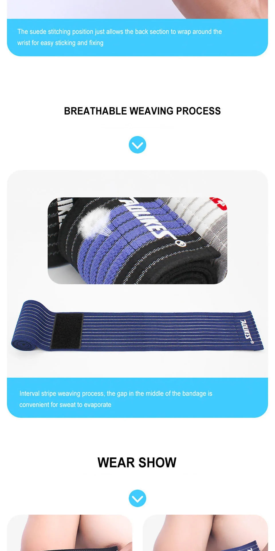 AOLIKES 1PC 40-180CM Elastic Bandage Compression Knee Support Sports Strap Knee Protector Bands Ankle Leg Elbow Wrist Calf Brace