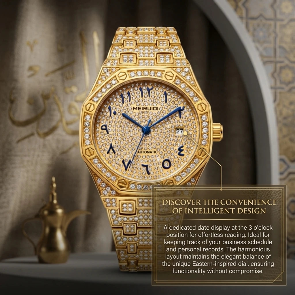 1 piece fashion shiny watch with automatic mechanical design, fashionable, versatile for daily wear