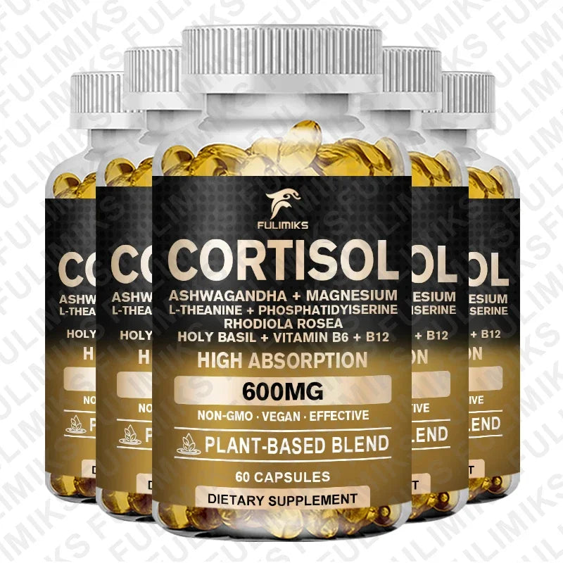 Cortisol Supplement, Hormone Balance, Magnesium, Ashwagandha, Rhodiola, L-Theanine, Vitamin B6 & B12, Mood, Focus, Sleep Support