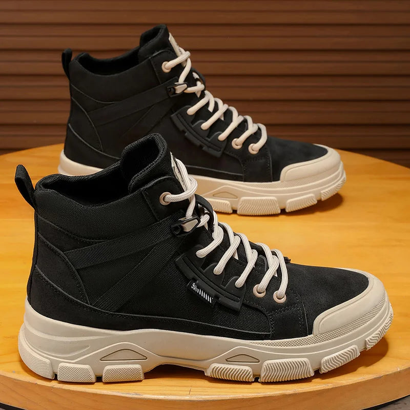 Men's High-Top Work Boots | Chunky Platform Outdoor Hiking Sneakers