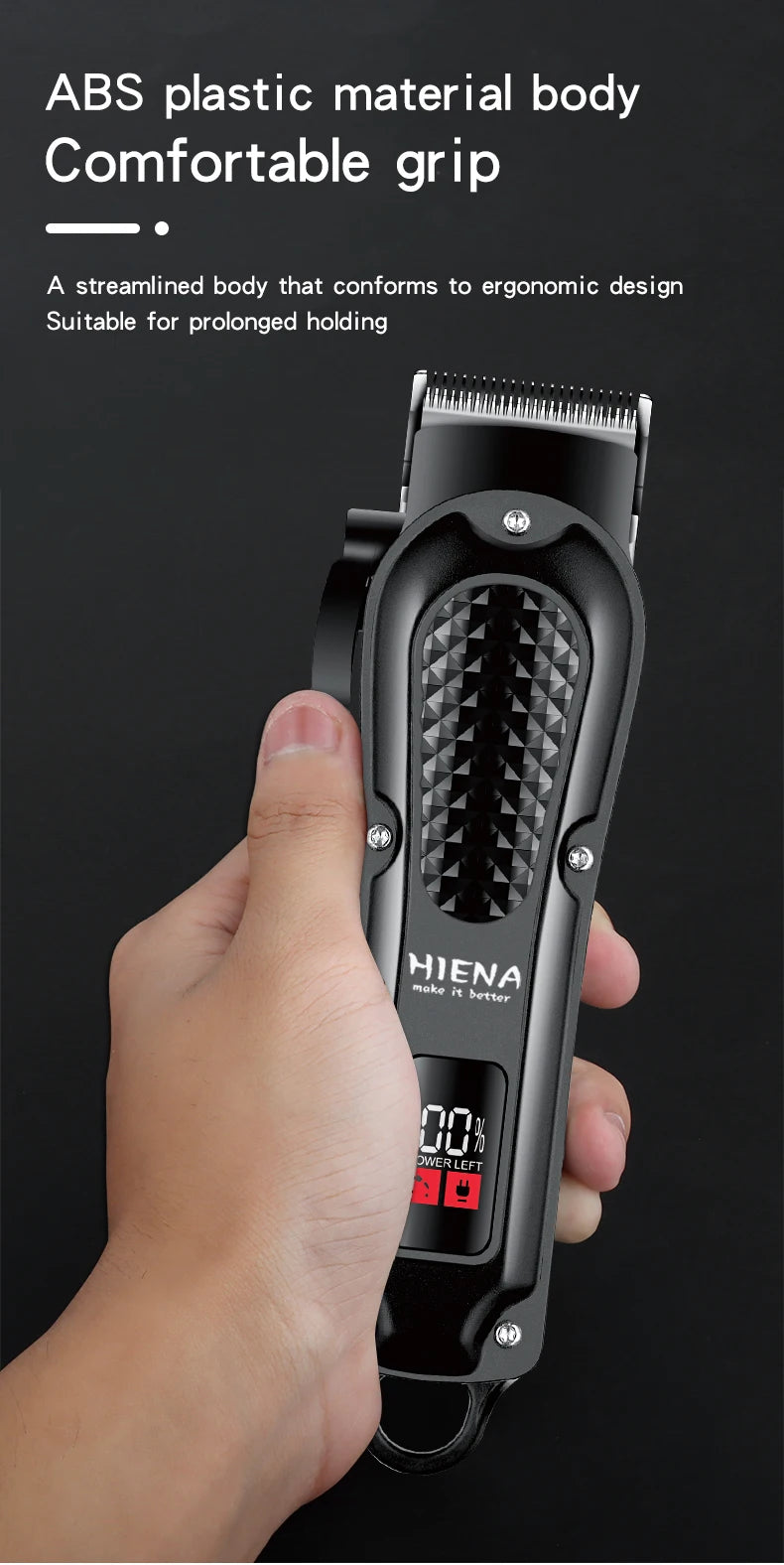 Hiena HYN-212 Electric Hair Clipper UBS Rechargeable Cordless Beard Trimmer Men Powerful Electric Hair Clipper Trimming Tool