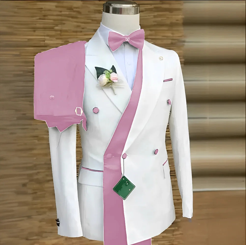 Double Breasted Formal Suits for Men Business Prom Blazer with Pants Wedding Groom Tuxedo Male Suits Custom 2 Pieces Suit Jacket