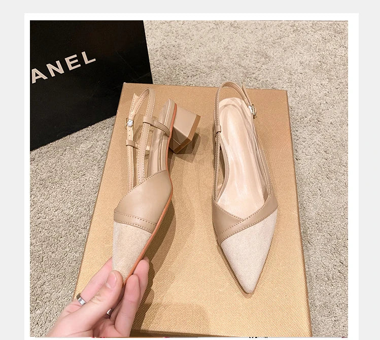 Women Sexy Chunky Heel Shoes Women Summer Pointed Toe Dress Slippers Designer 2025 New Party Pumps Walking Femme Zapatos Slides