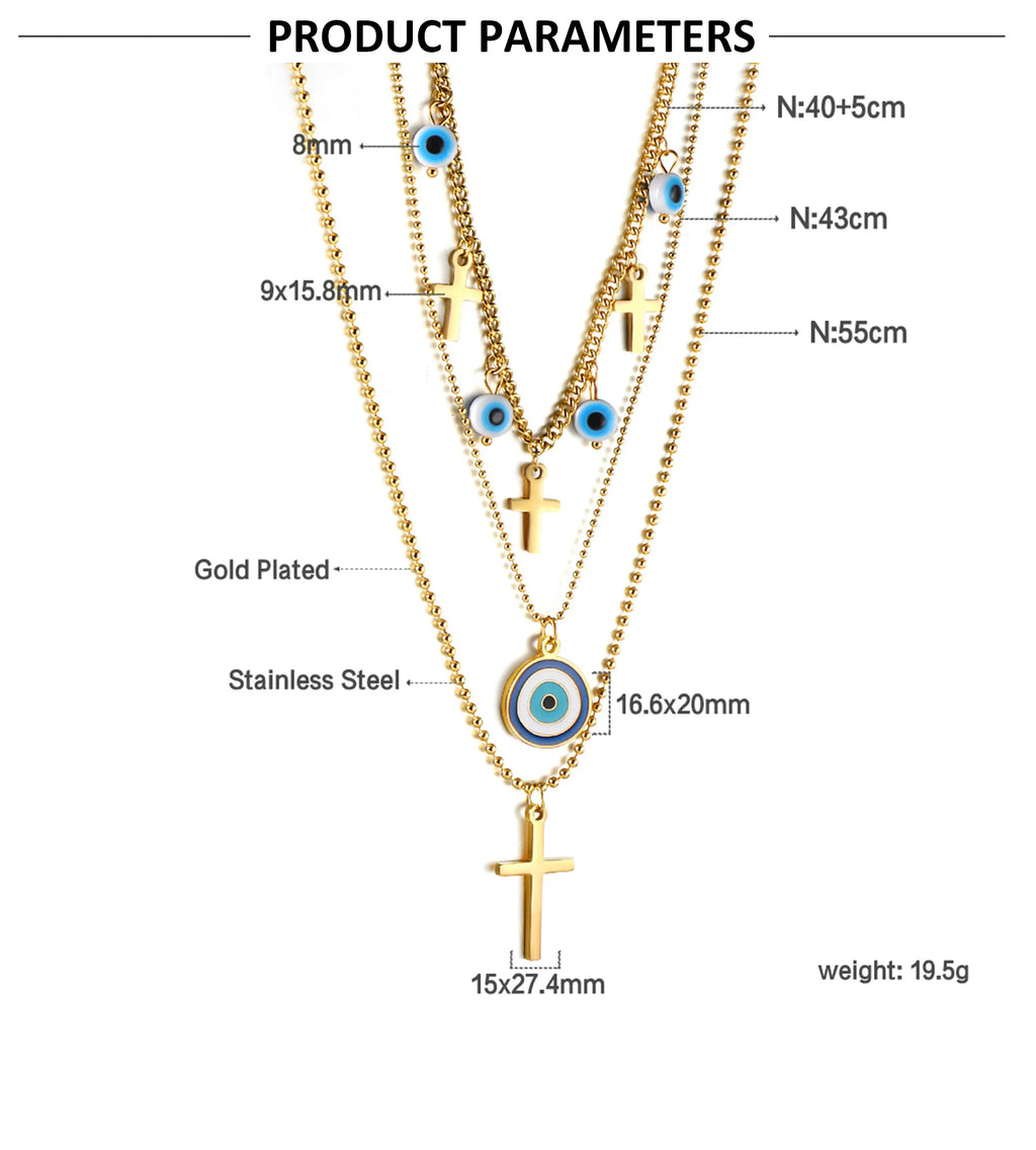 Classic Cross Pendant Necklaces For Women Girls Fashion Gold Plated Stainless Steel O Chain Collares Para Mujer Jewelry Gifts