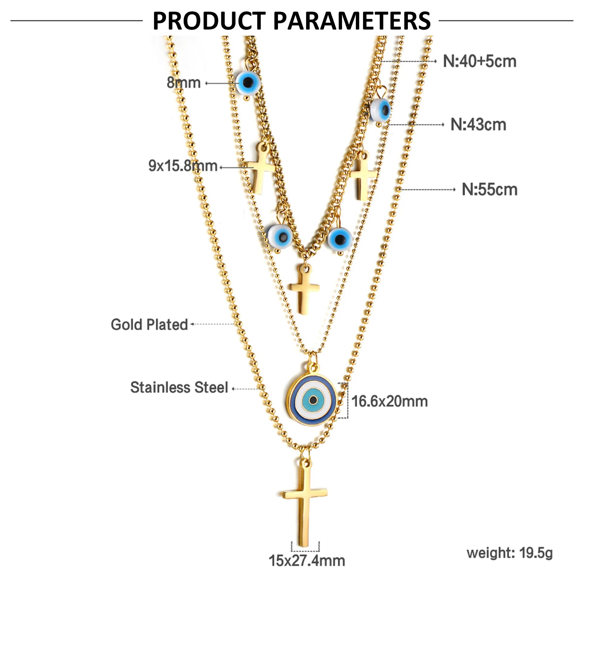 Classic Cross Pendant Necklaces For Women Girls Fashion Gold Plated Stainless Steel O Chain Collares Para Mujer Jewelry Gifts