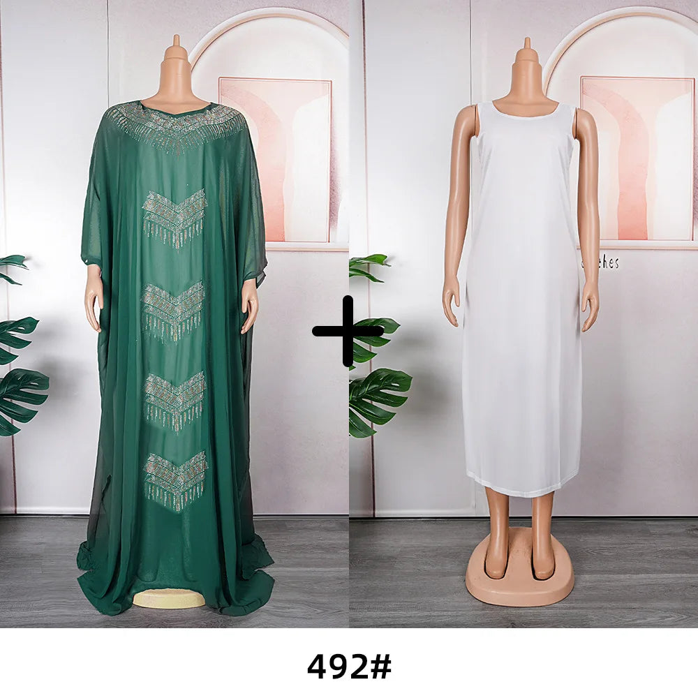 Abayas For Women Dubai Luxury Chiffon Boubou Muslim Fashion Dress Caftan Marocain Wedding Party Dresses Robe Djellaba Femme 2025