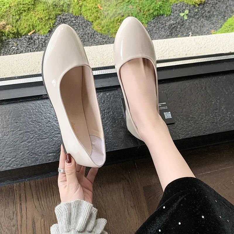Women's Formal Uniform Shoes Spring Autumn Black Versatile Flat Shoes Women Causal Loafers Non-slip Ladies Ballet Leather Shoes