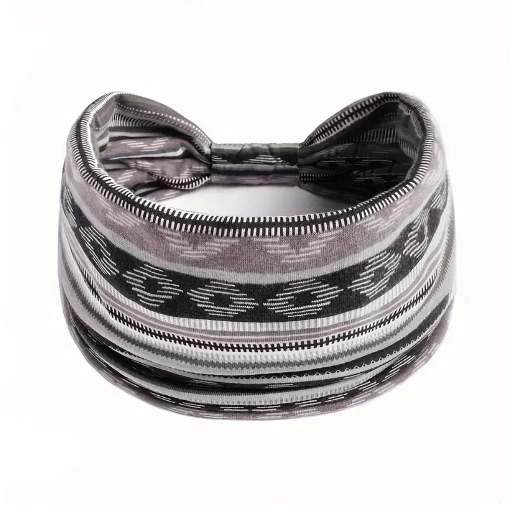 1/3pcs European American Women'S Bohemian Style Elastic Headscarf Fashionable Breathable Cotton Wide Brimmed Hair Accessories