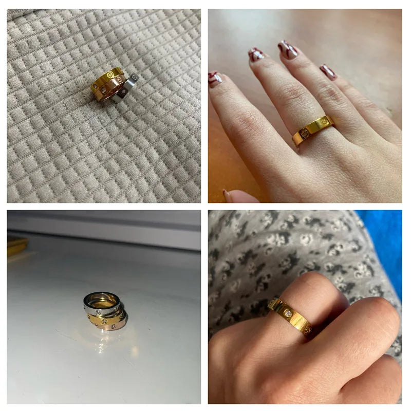 Trend Luxury Brand Cross Stainless Steel Zircon Ring With Stone For Woman Girl For Men Couple Finger Wedding Ring bague femme
