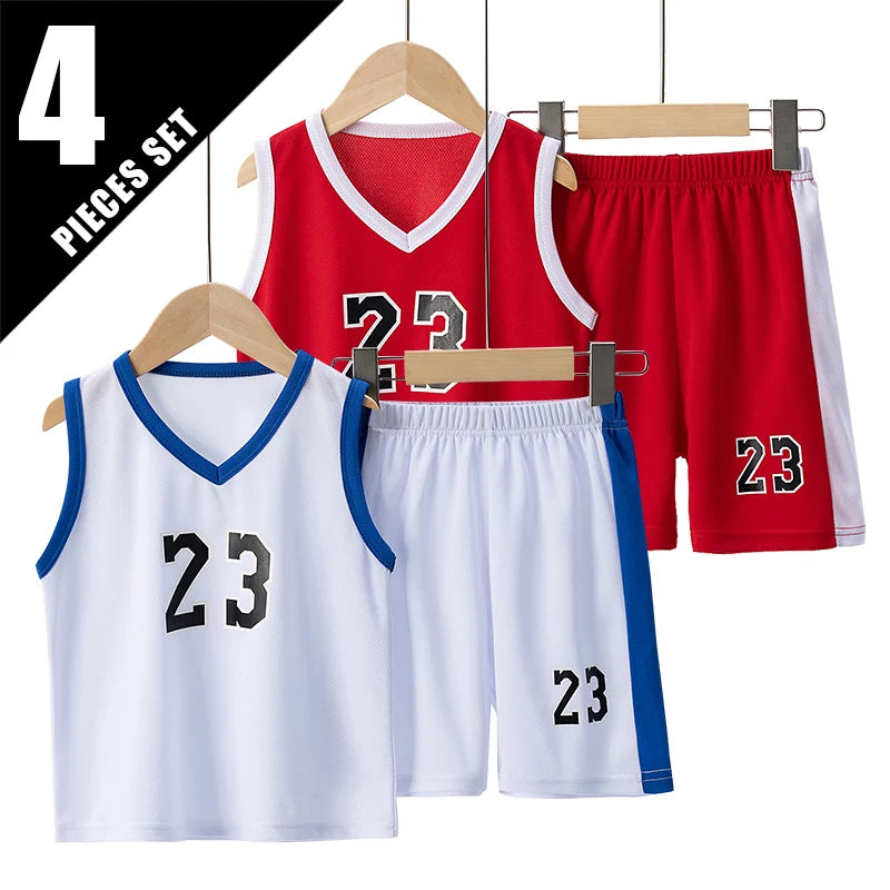6/2 Pcs Children's Summer Quick-drying Exercise 23 Suit Boys Basketball Football Running Vest Joker Comfortable Shorts Students