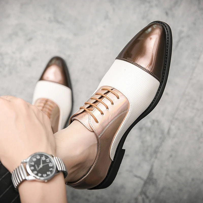 Men's Formal Shoes with Multi-color Design Fashionable High Quality Large Size Low-cut Slip-on Suitable for Business Wear.
