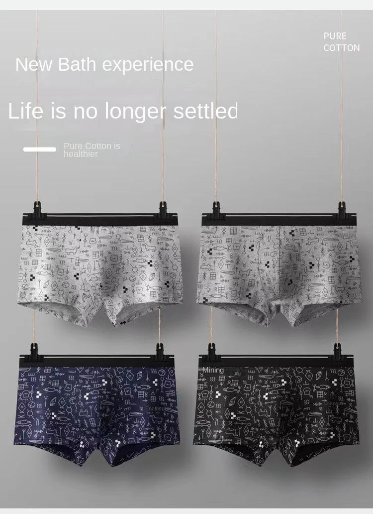 4Pcs Boxer Shorts Men's Underwear Sexy Panties Cotton Boxers Print Underpants Male Shorts U Convex Lingerie Plus Size 6XL