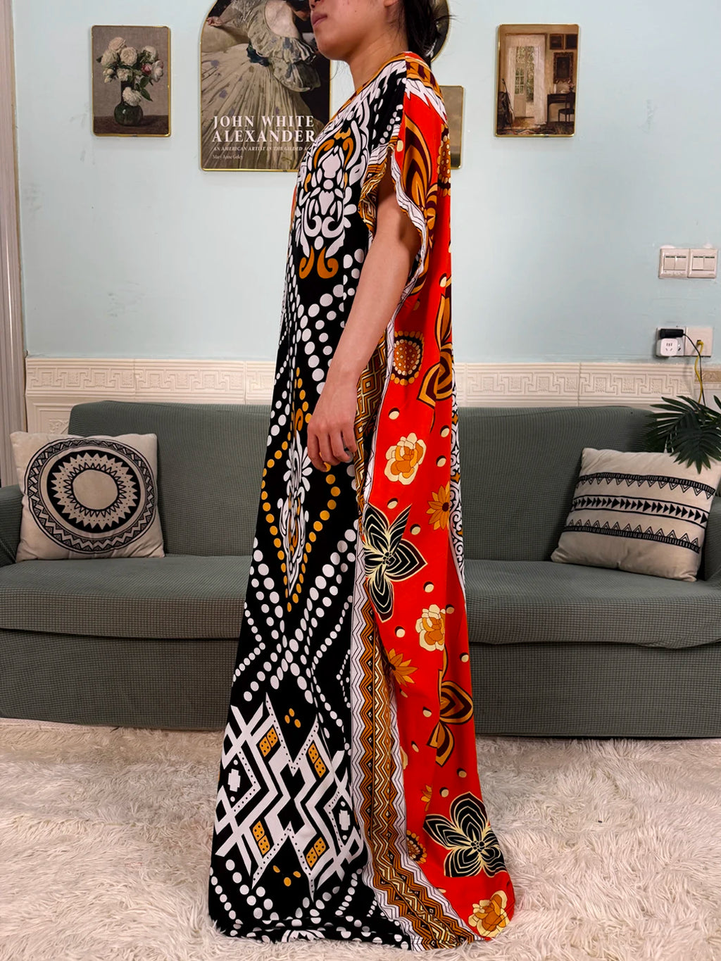 Muslim Abayas For Women 2025 Cotton Floral Printed Loose Caftan Marocain Femme Robe Eid Islam African Dresses With Pocket Scarf