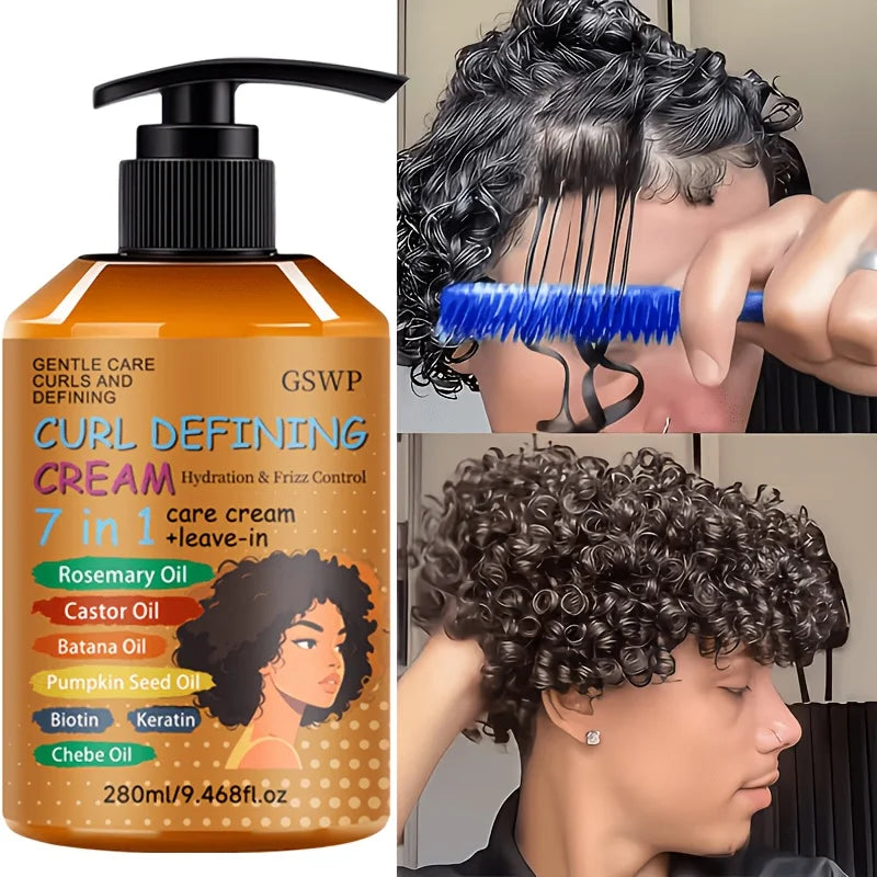 GSWP 7-in-1 Curl Cream, keeps hair fresh and non-sticky, enhancing shine and volume, deep hydration and nourishment. 280/560ml