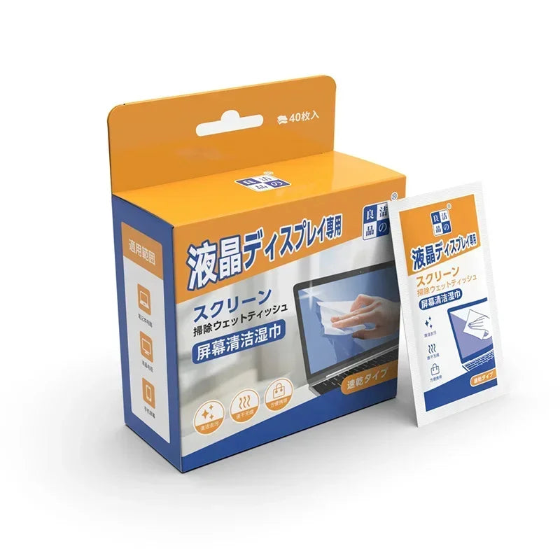 40-Pack PC Cleaning Wipes - Dry and Wet Cleaning Cloths for Car Screens, Phones, Tablets, Laptops, TVs and Monitors
