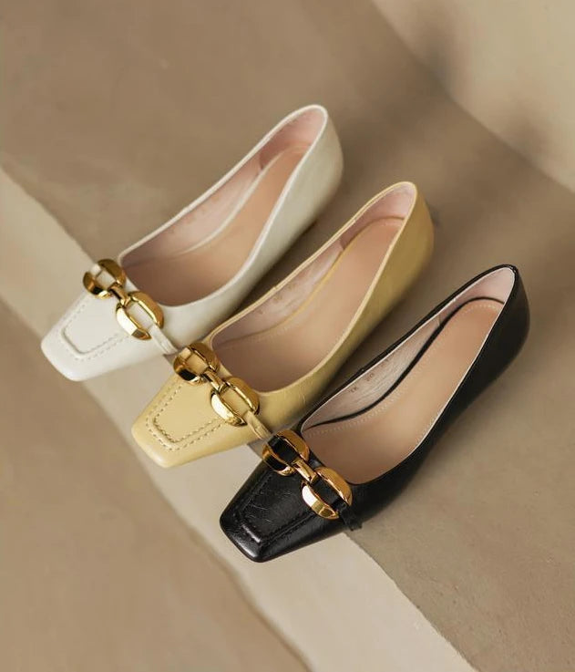 White Shoes For Women 2025 Yellow Ladies Summer Footwear Low Heel Elegant Luxury Leather Casual Black Office 39 Dress Trend A E
