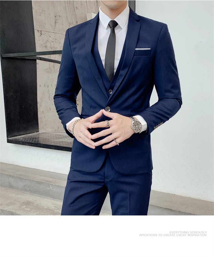 Suits for Men - 3 Pieces - New Fabrics - Fashionable Business Gentleman - Slim Fit - Wedding  Professional Business Formal Dress