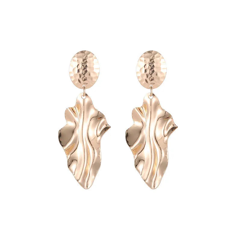 Stainless Steel Wrinkled Gold Color Earrings For Women Metal Earing Jewelry 2026 Trending Vintage Round Square Heart Earrings