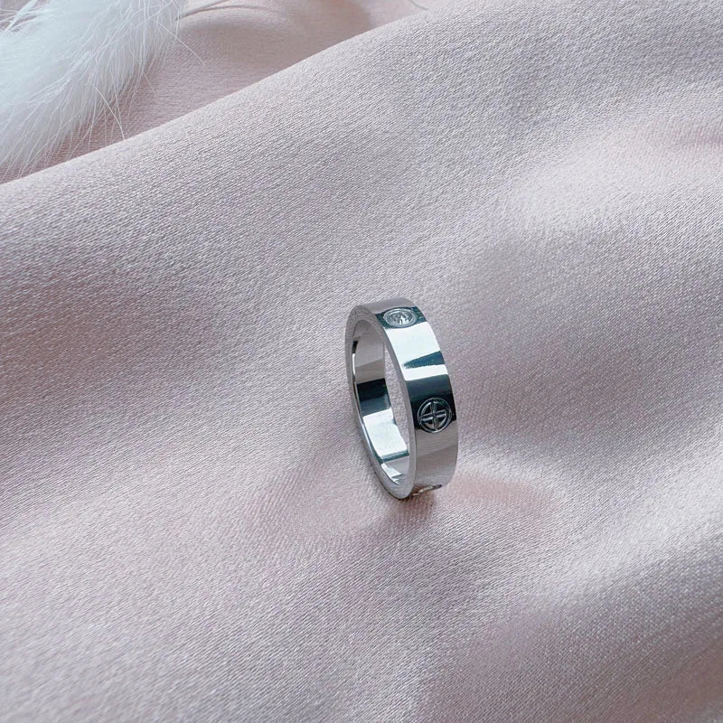 Trend Luxury Brand Cross Stainless Steel Zircon Ring With Stone For Woman Girl For Men Couple Finger Wedding Ring bague femme