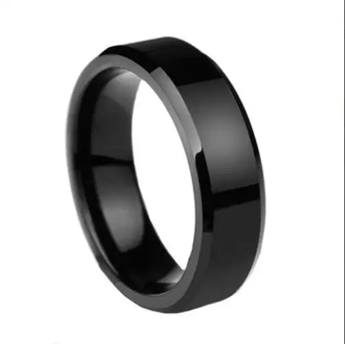 8mm Trendy Stainless Steel Rings For Men Jewelry Party Gift Fashion Black Carbon Fiber Golden Heart Rate Line Men Rings