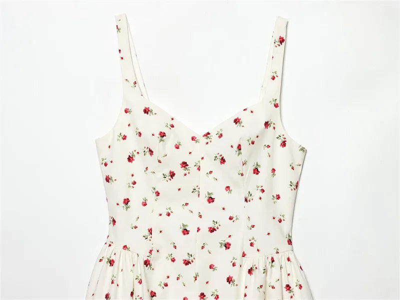 Women's Dress 2026 New Fashion Spring Summer Sleeveless Floral Print Puffy Dress for Women Elegant Chic Female Dress