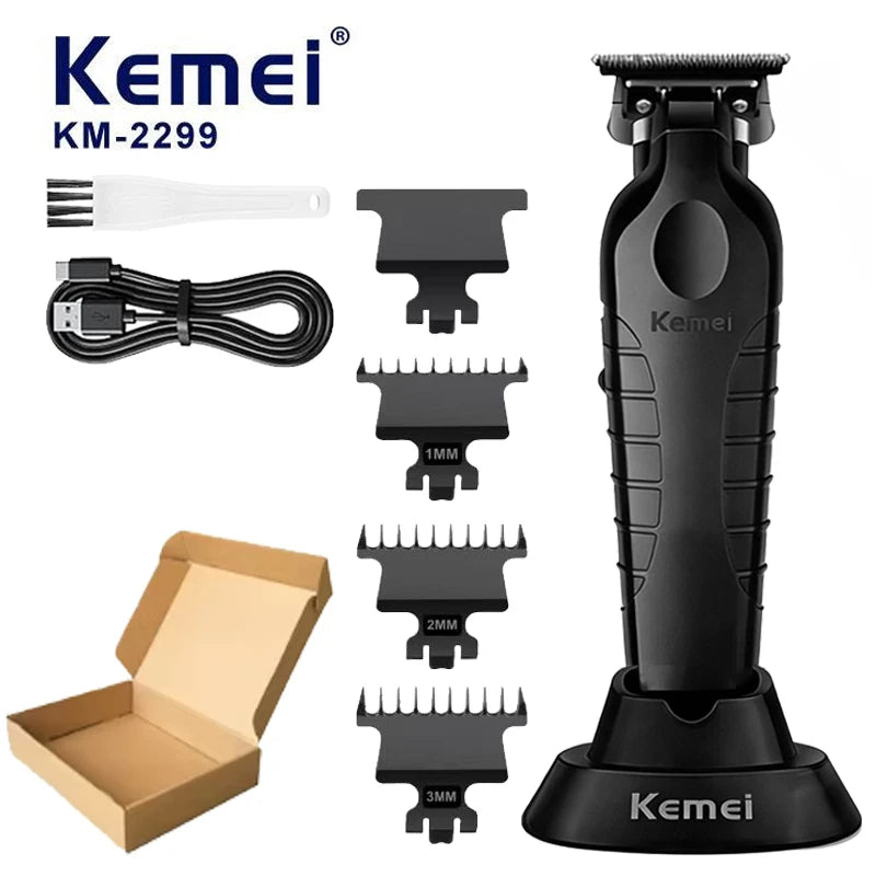 Kemei Electric Hair Clipper KM-2299D with Base Electric Thruster Charging USB Oil Head Carving Hair Clipper for Hair KM-2299