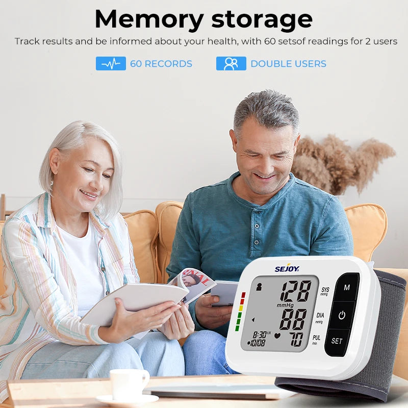 Sejoy Digital Wrist Blood Pressure Monitor,Finger Pulse Oximeter OLED Blood Oxygen Saturation,Heart Rate Meter BP Monitor