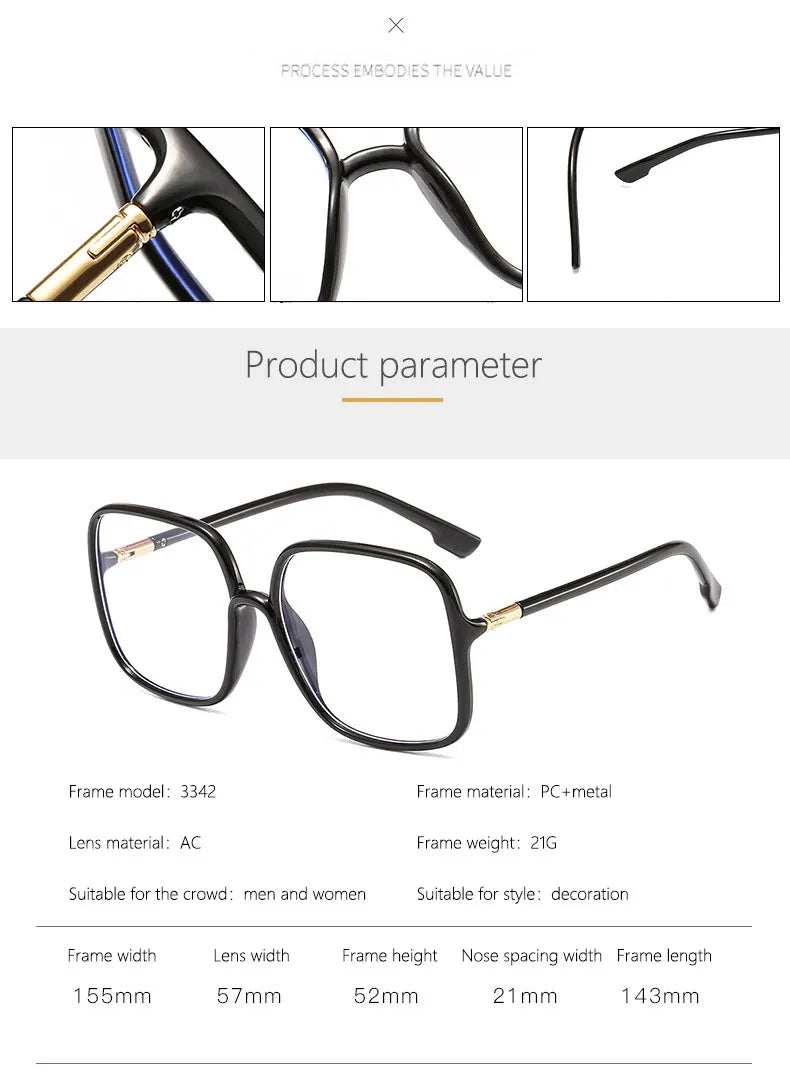 Optical Transparent Women Glasses Frame Large Size Ultralight TR90 Plastic Eyewear Men Big Myopia Spectacles Frames Square Fram