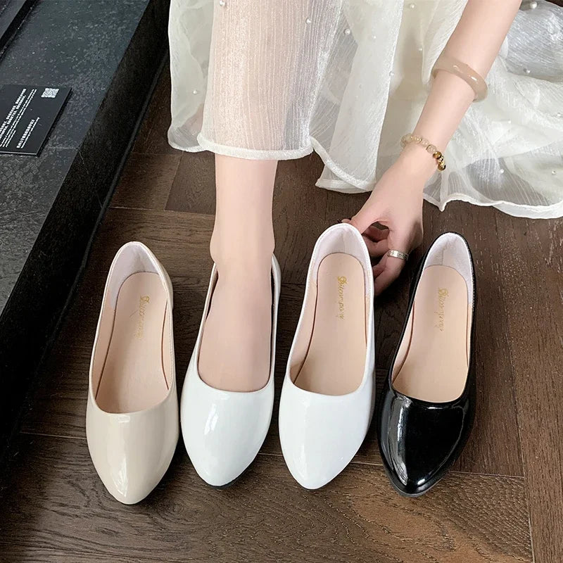 Women's Formal Uniform Shoes Spring Autumn Black Versatile Flat Shoes Women Causal Loafers Non-slip Ladies Ballet Leather Shoes